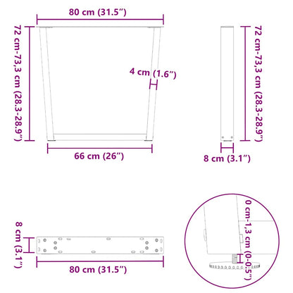 vidaXL Dining Table Legs V-Shape 3 pcs Anthracite 80x(72-73,3) cm Steel