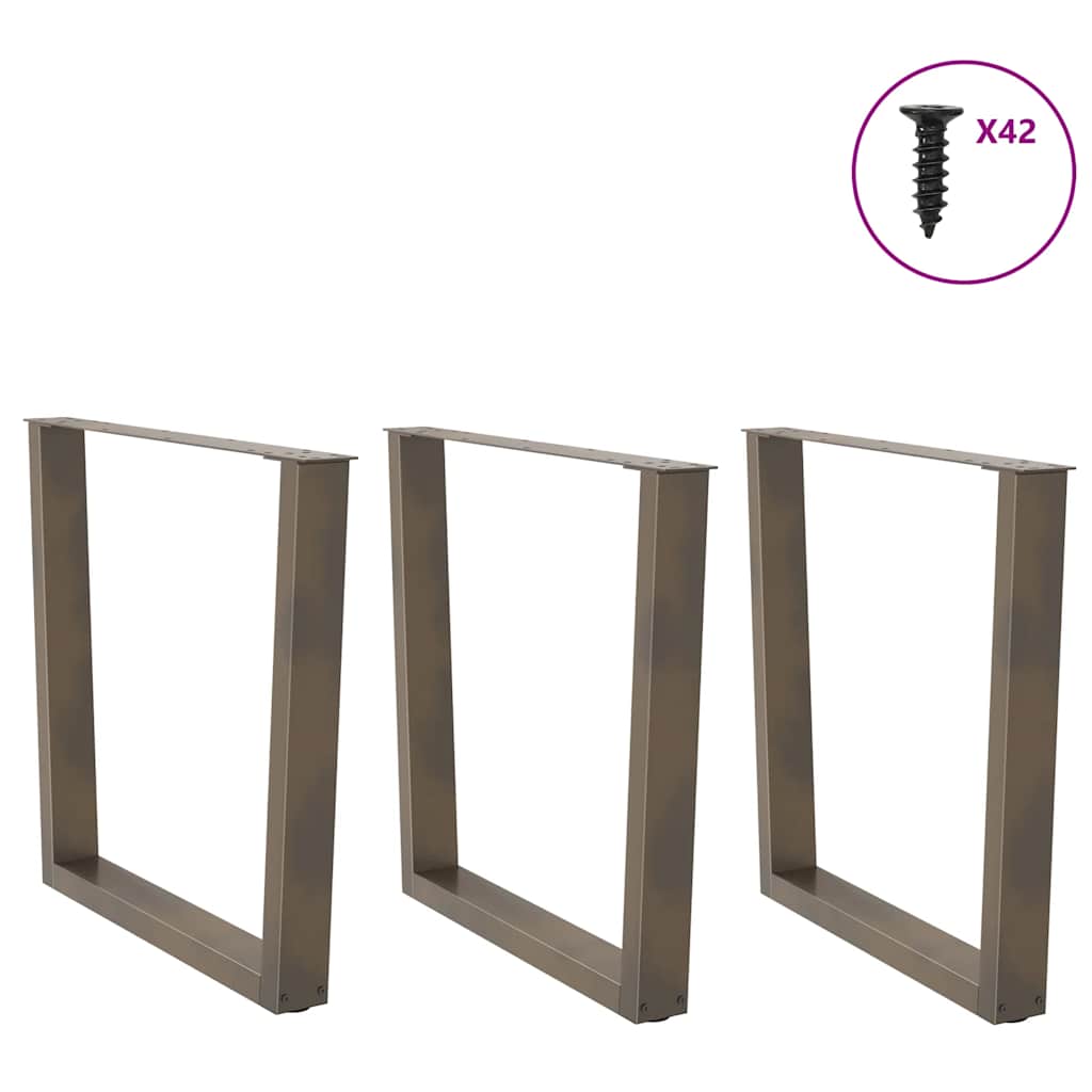 vidaXL Dining Table Legs V-Shape 3 pcs Natural Steel 80x(72-73,3) cm Steel