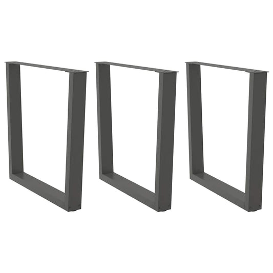 vidaXL Dining Table Legs V-Shape 3 pcs Anthracite 90x(72-73.3) cm Steel