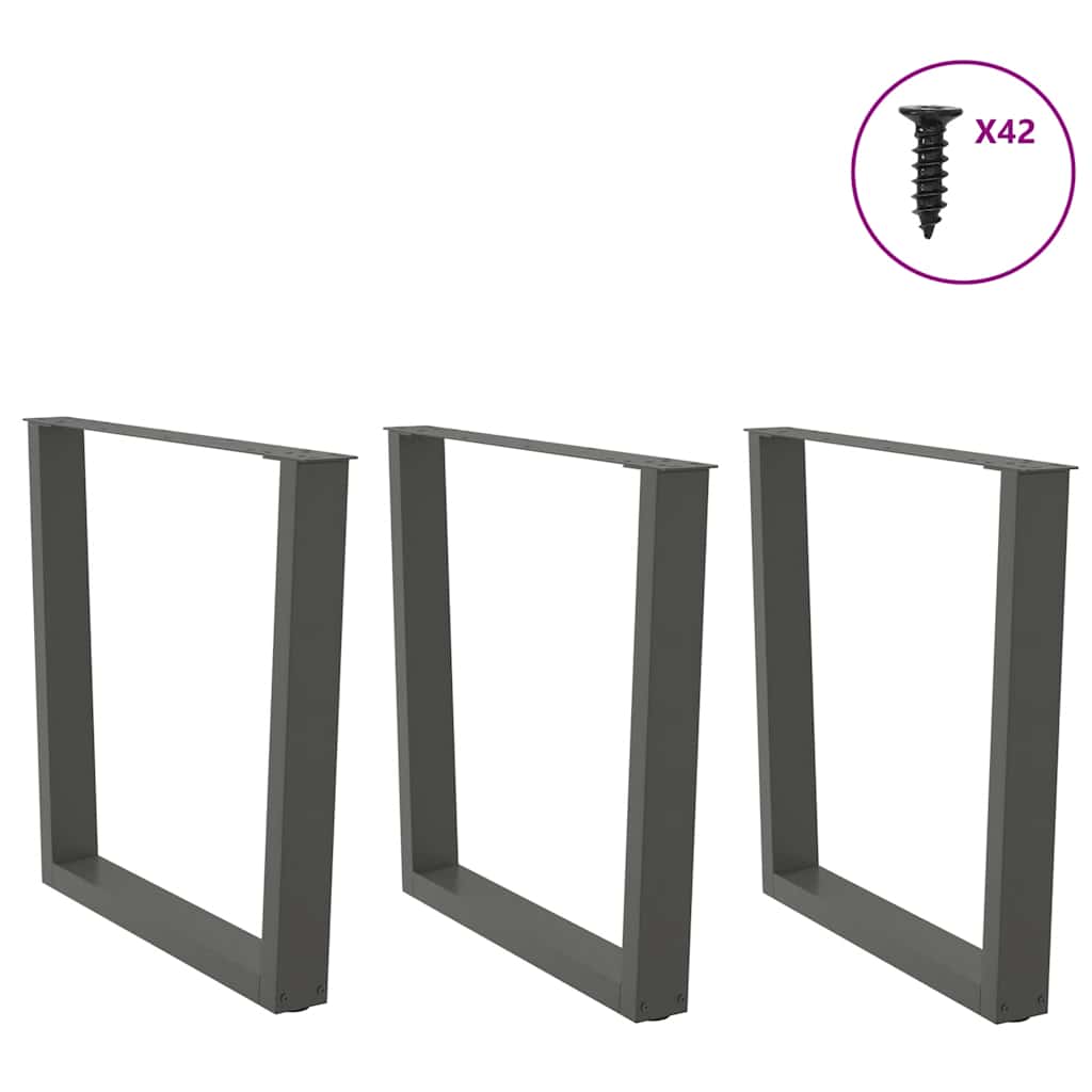 vidaXL Dining Table Legs V-Shape 3 pcs Anthracite 90x(72-73.3) cm Steel