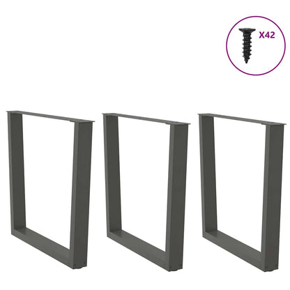 vidaXL Dining Table Legs V-Shape 3 pcs Anthracite 90x(72-73.3) cm Steel
