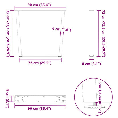 vidaXL Dining Table Legs V-Shape 3 pcs Anthracite 90x(72-73.3) cm Steel
