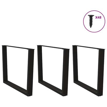 vidaXL Dining Table Legs V-Shape 3 pcs Black 100x(72-73.3) cm Steel