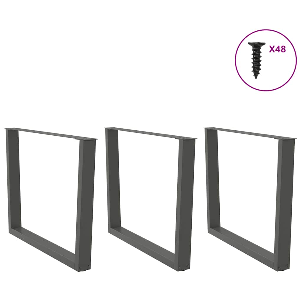 vidaXL Dining Table Legs V-Shape 3 pcs Anthracite 100x(72-73,3) cm Steel