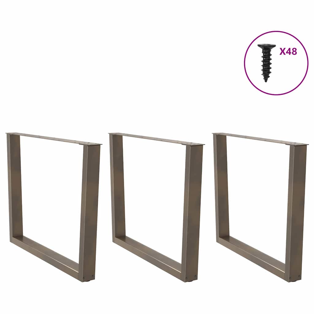 vidaXL Dining Table Legs V-Shape 3 pcs Natural Steel 100x(72-73.3) cm Steel