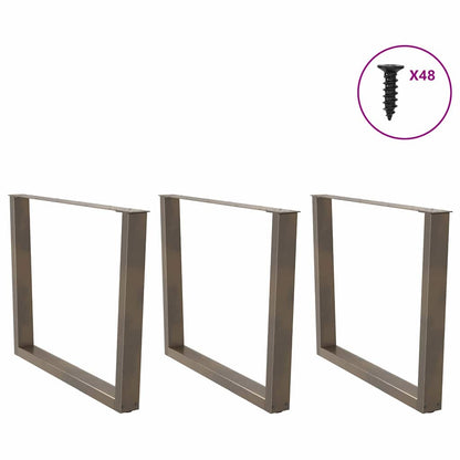 vidaXL Dining Table Legs V-Shape 3 pcs Natural Steel 100x(72-73.3) cm Steel
