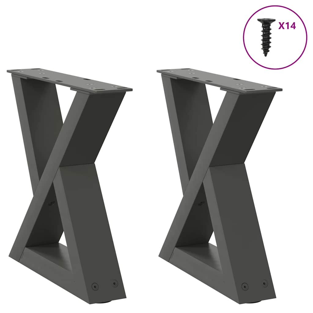 vidaXL Coffee Table Legs 2 pcs Anthracite 30x(30-31,3) cm Steel