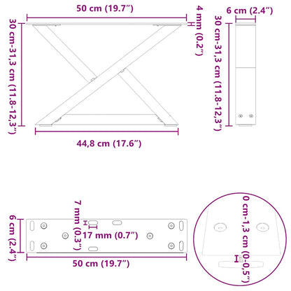 vidaXL Coffee Table Legs 2 pcs Anthracite 50x(30-31.3) cm Steel