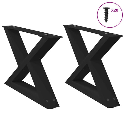 vidaXL Coffee Table Legs 2 pcs Black 60x(30-31.3) cm Steel