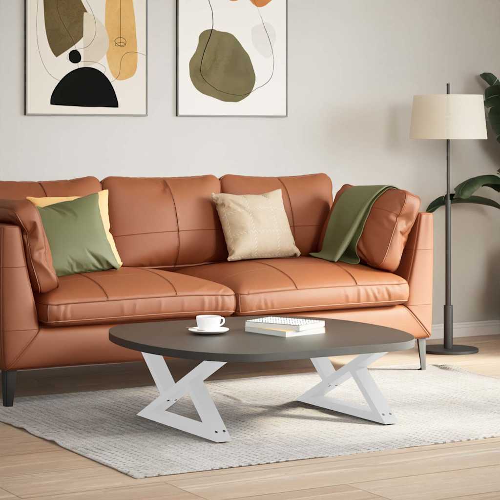 vidaXL Coffee Table Legs 2 pcs White 70x(30-31.3) cm Steel
