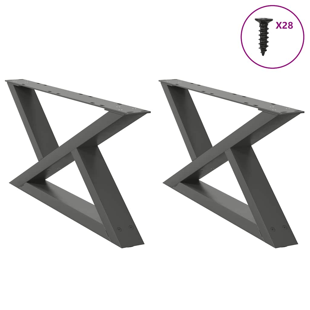 vidaXL Coffee Table Legs 2 pcs Anthracite 70x(30-31.3) cm Steel