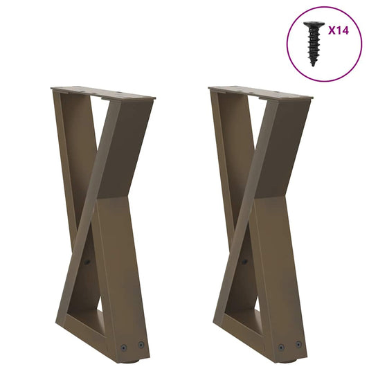 vidaXL Coffee Table Legs 2 pcs Natural Steel 28x(42-43.3) cm Steel