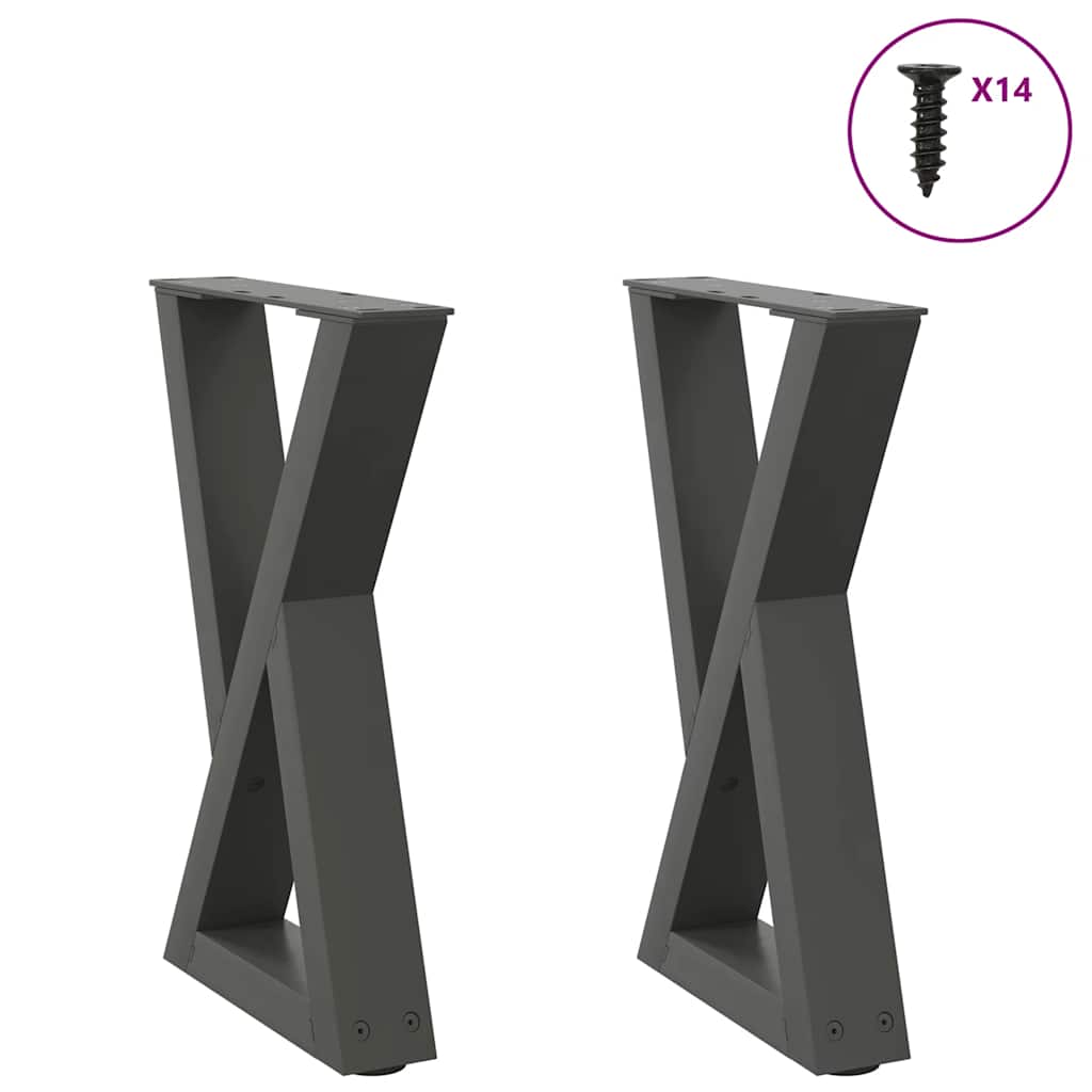 vidaXL Coffee Table Legs 2 pcs Anthracite 38x(42-43.3) cm Steel