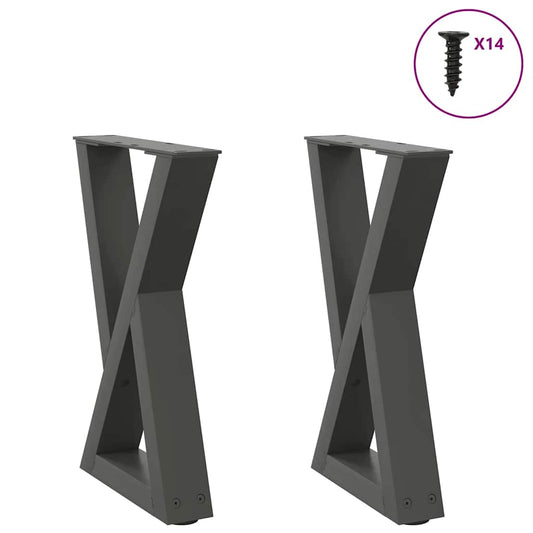 vidaXL Coffee Table Legs 2 pcs Anthracite 38x(42-43.3) cm Steel