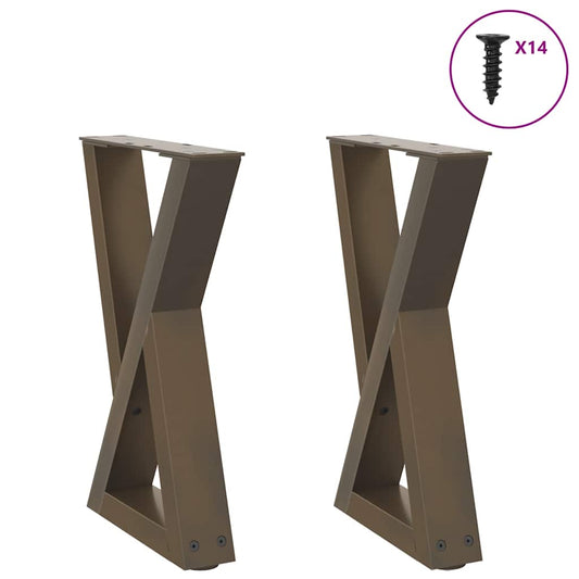 vidaXL Coffee Table Legs 2 pcs Natural Steel 38x(42-43.3) cm Steel