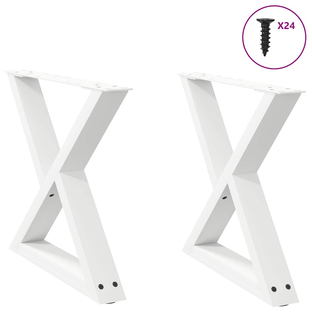 vidaXL Coffee Table Legs 2 pcs White 50x(42-43,3) cm Steel