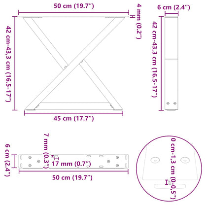 vidaXL Coffee Table Legs 2 pcs White 50x(42-43,3) cm Steel