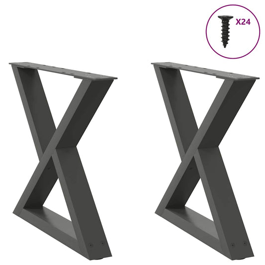 vidaXL Coffee Table Legs 2 pcs Anthracite 50x(42-43.3) cm Steel
