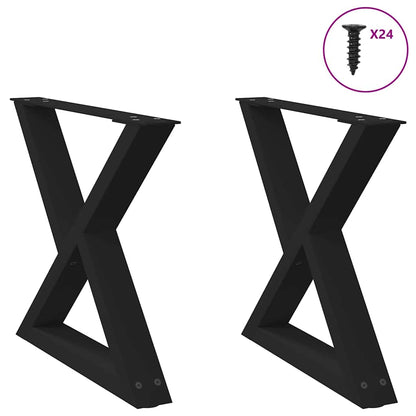 vidaXL Coffee Table Legs 2 pcs Black 60x(42-43,3) cm Steel