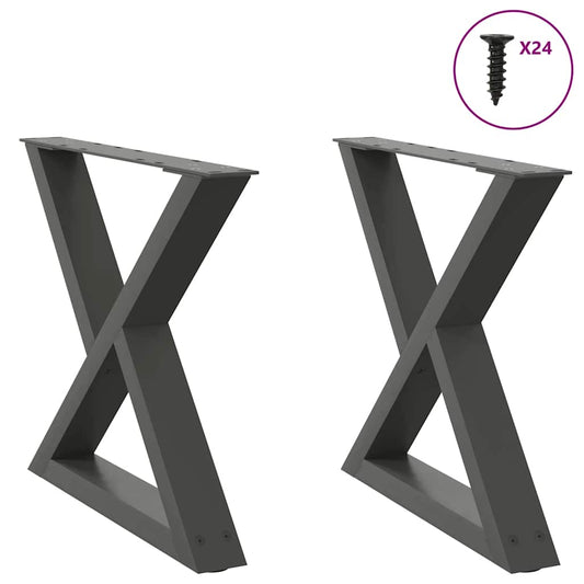 vidaXL Coffee Table Legs 2 pcs Anthracite 60x(42-43.3) cm Steel