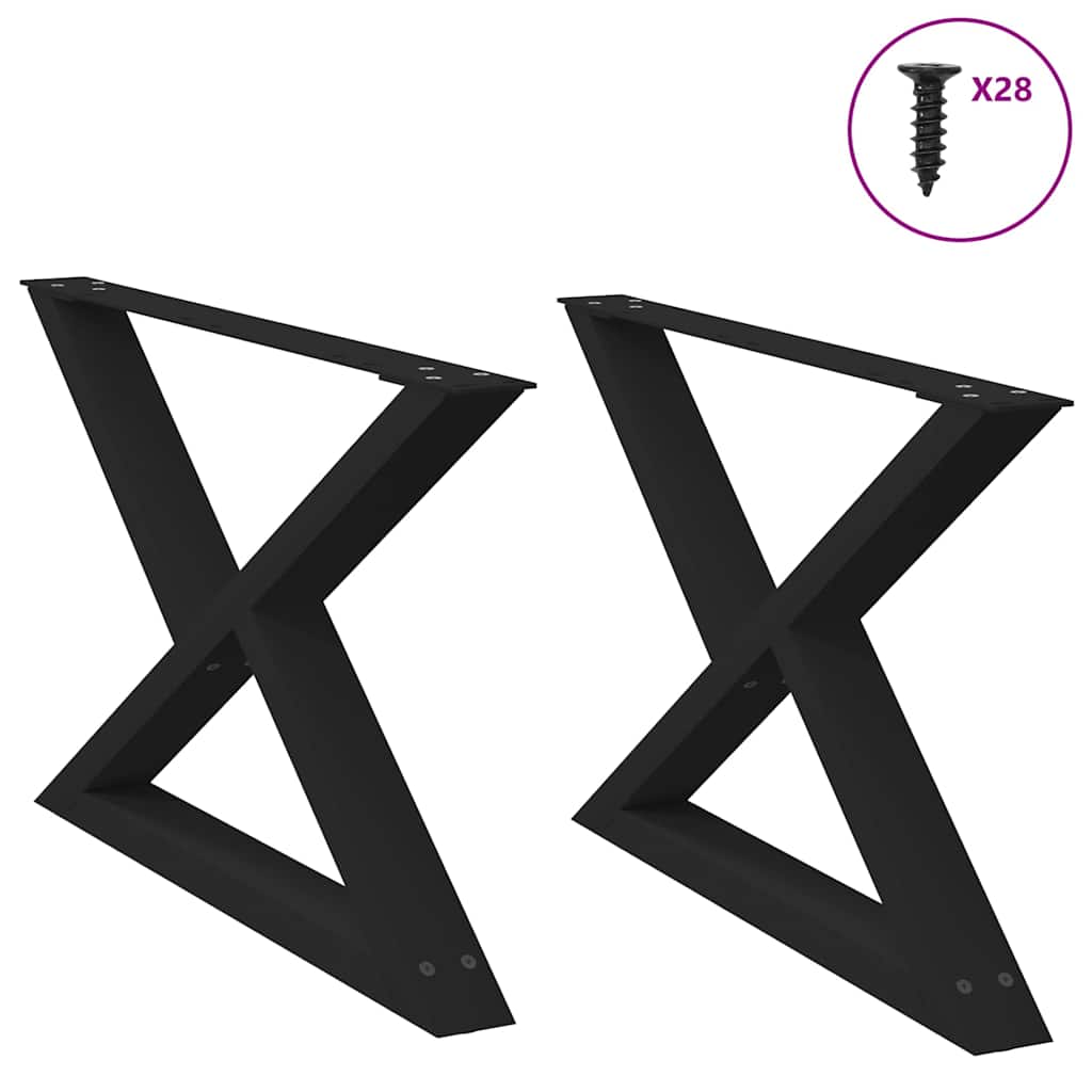 vidaXL Coffee Table Legs 2 pcs Black 70x(42-43.3) cm Steel