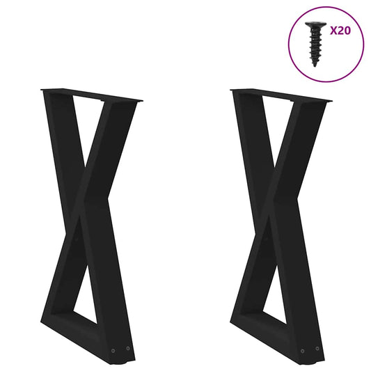 vidaXL Dining Table Legs 2 pcs Black 50x(72-73.3) cm Steel