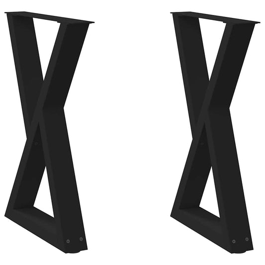 vidaXL Dining Table Legs 2 pcs Black 50x(72-73.3) cm Steel