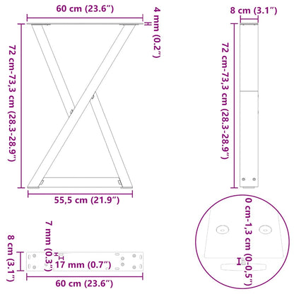 vidaXL Dining Table Legs 2 pcs Anthracite 60x(72-73.3) cm Steel