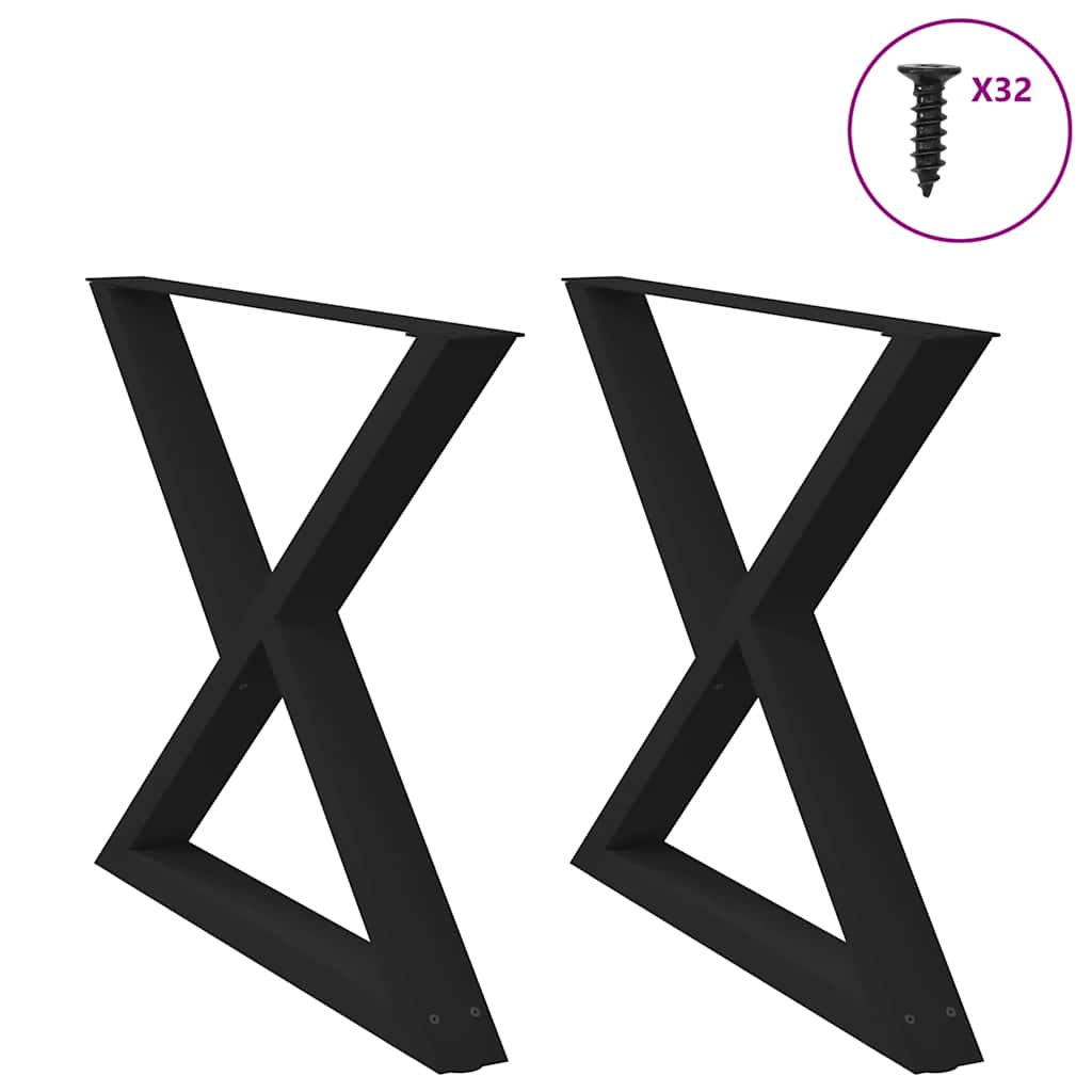 vidaXL Dining Table Legs 2 pcs Black 90x(72-73.3) cm Steel