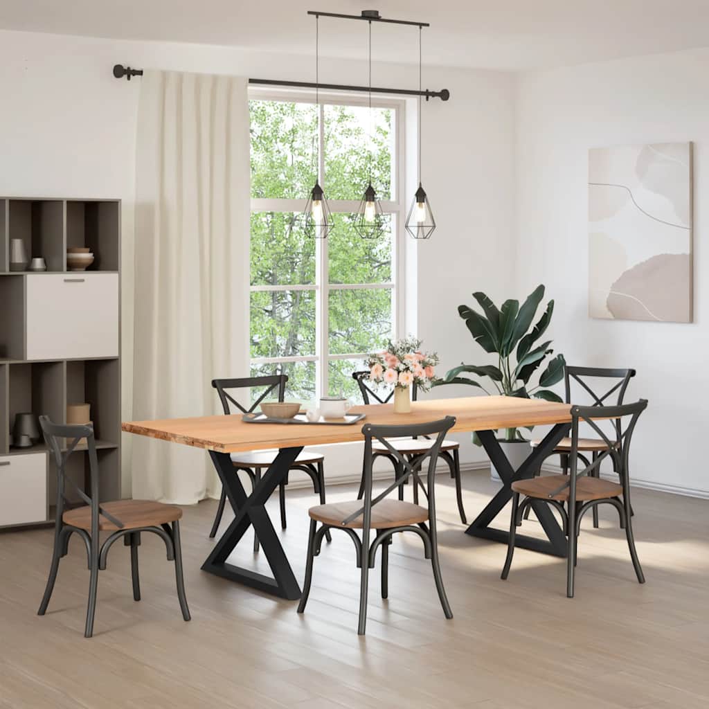 vidaXL Dining Table Legs 2 pcs Black 90x(72-73.3) cm Steel