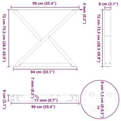 vidaXL Dining Table Legs 2 pcs White 90x(72-73.3) cm Steel