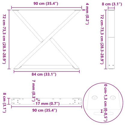 vidaXL Dining Table Legs 2 pcs Anthracite 90x(72-73.3) cm Steel