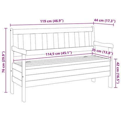 vidaXL Outdoor Bench Brown 119 x 44 x 76 cm Solid Pine Wood