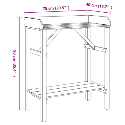 vidaXL Potting Table Natural 75 x 40 x 90 cm Solid pine wood
