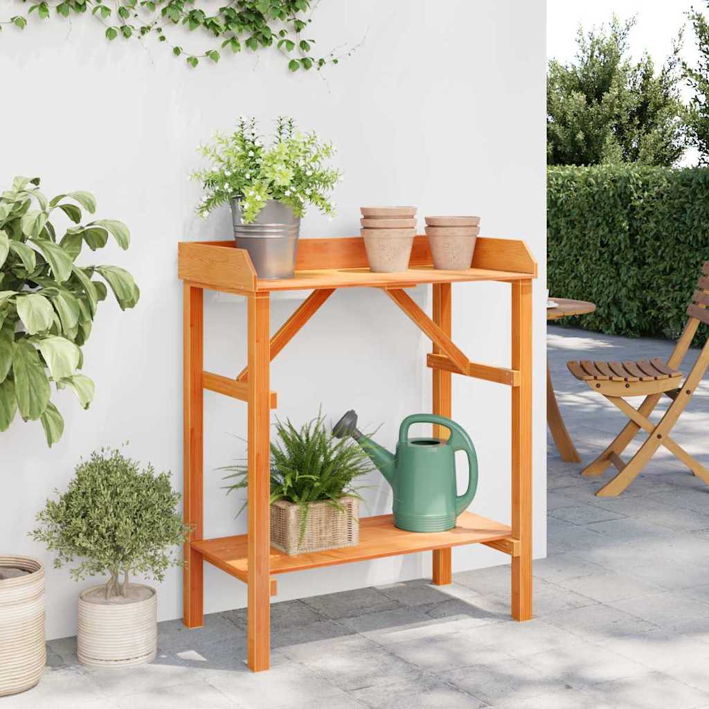 vidaXL Potting Table with Shelf Brown 75 x 40 x 90 cm Solid Pine Wood