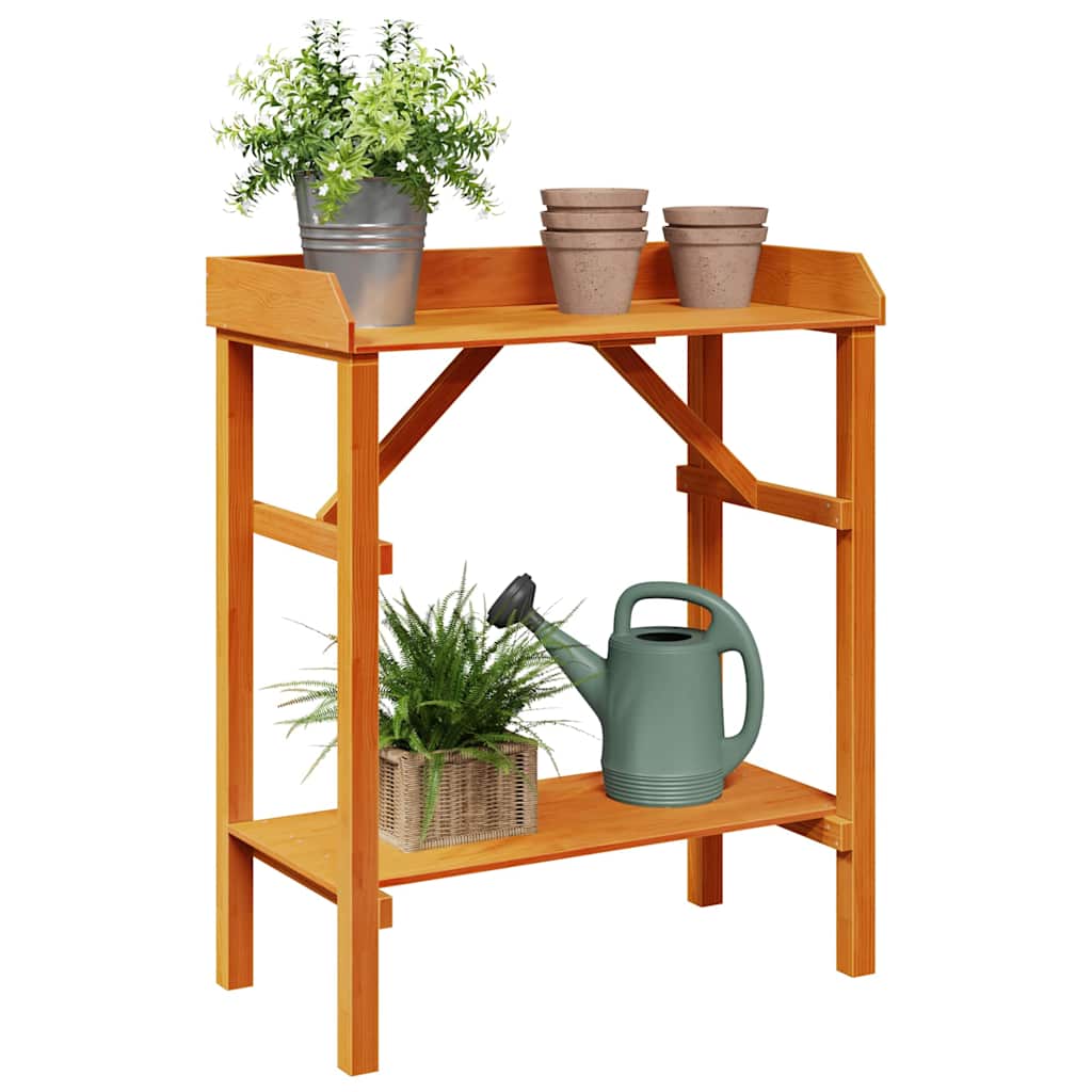 vidaXL Potting Table with Shelf Brown 75 x 40 x 90 cm Solid Pine Wood