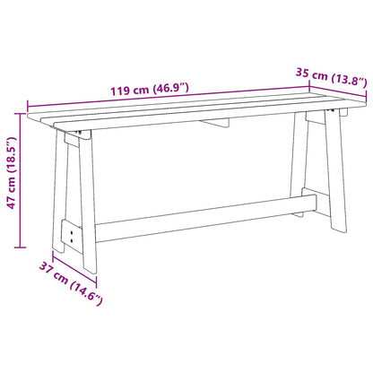 vidaXL Outdoor Bench Natural 119 x 37 x 47 cm Solid Pine Wood