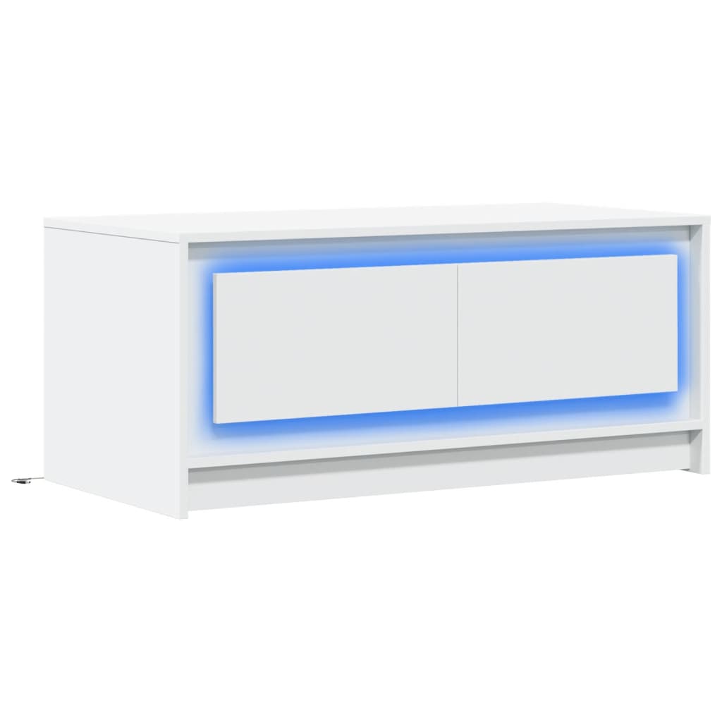 vidaXL Coffee Table with LED Lights White Engineered Wood
