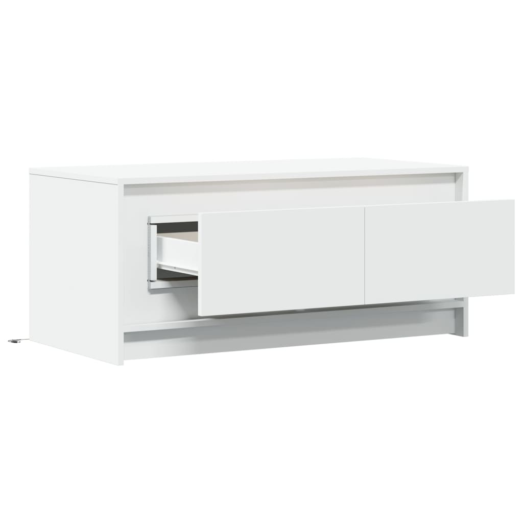 vidaXL Coffee Table with LED Lights White Engineered Wood