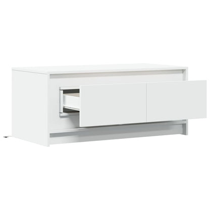 vidaXL Coffee Table with LED Lights White Engineered Wood