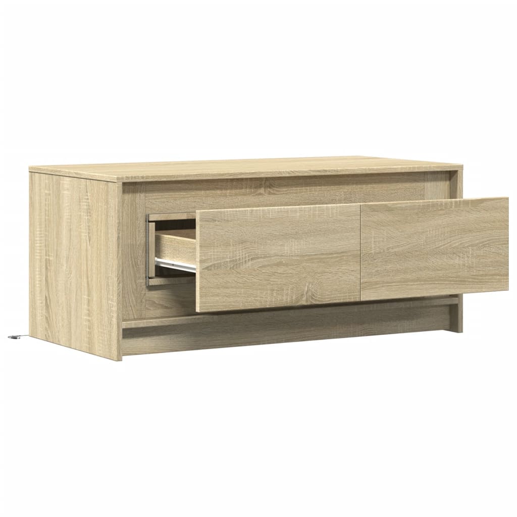 vidaXL Coffee Table with LED Lights Sonoma Oak Engineered Wood