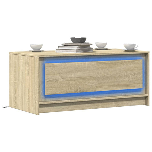 vidaXL Coffee Table with LED Lights Sonoma Oak Engineered Wood