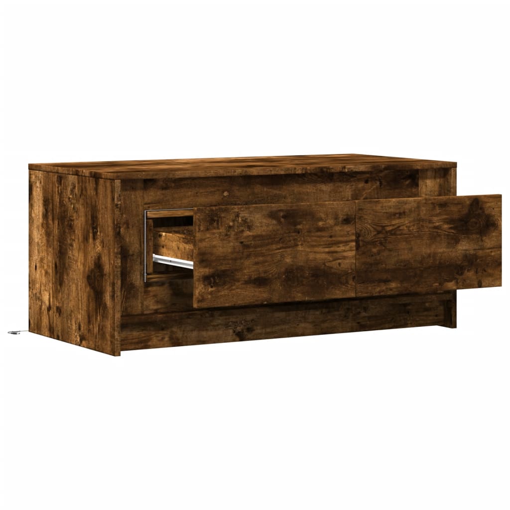 vidaXL Coffee Table with LED Lights Smoked Oak Engineered Wood