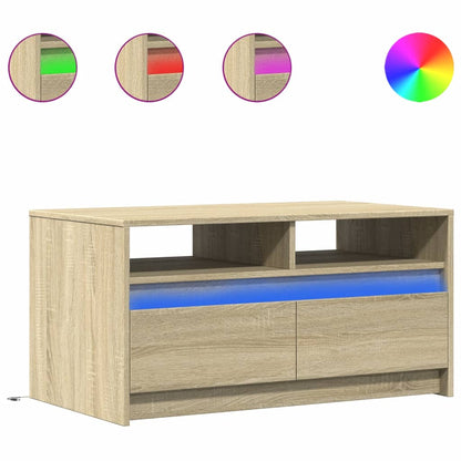 vidaXL Coffee Table with LED Lights Sonoma Oak Engineered Wood