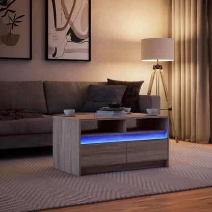 vidaXL Coffee Table with LED Lights Sonoma Oak Engineered Wood