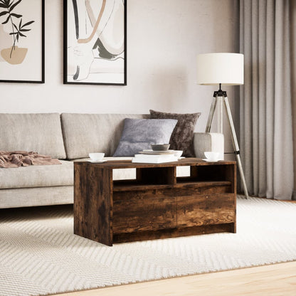 vidaXL Coffee Table with LED Lights Smoked Oak Engineered Wood