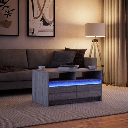 vidaXL Coffee Table with LED Lights Grey Sonoma Engineered Wood