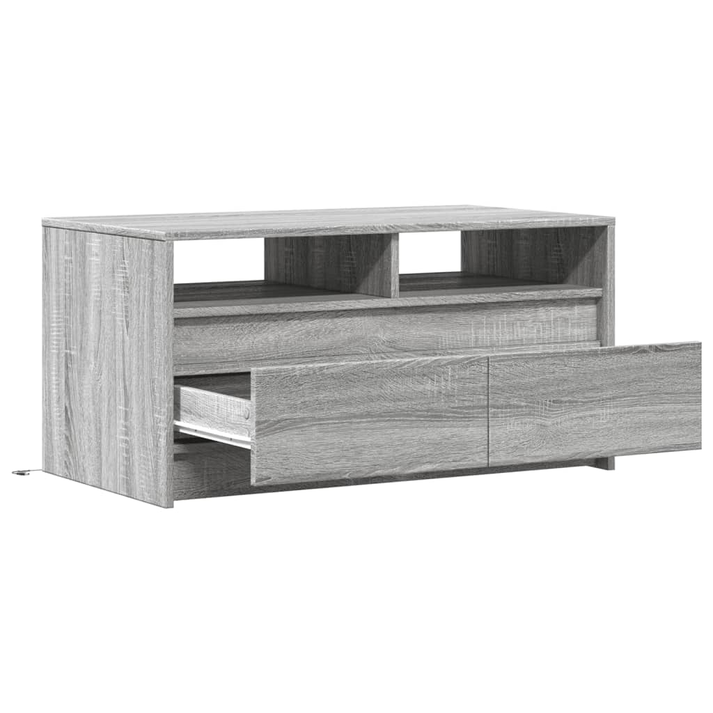 vidaXL Coffee Table with LED Lights Grey Sonoma Engineered Wood