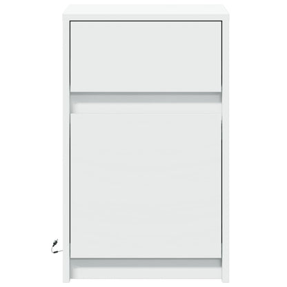 vidaXL Bedside Cabinet with LED Lights White Engineered Wood
