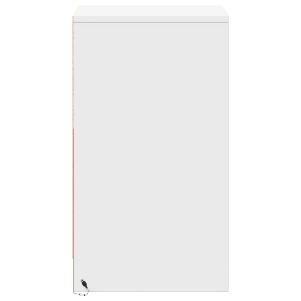 vidaXL Bedside Cabinet with LED Lights White Engineered Wood